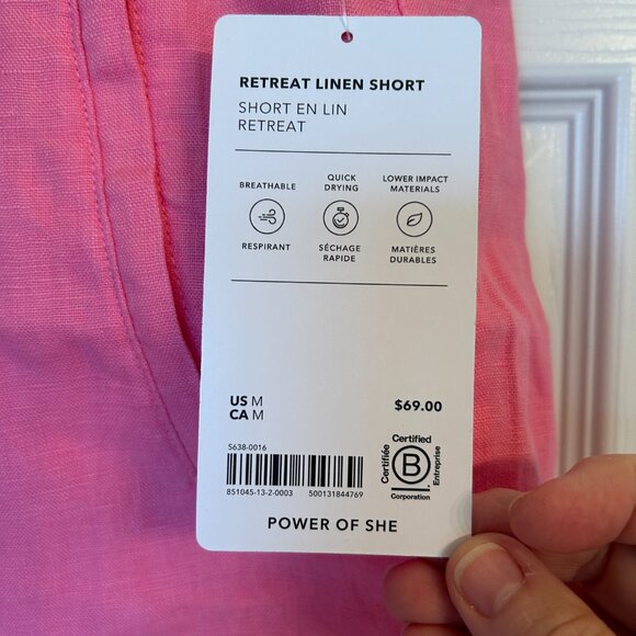 Athleta Retreat Linen Short - Pink - Size M  (NWT) - Picture 7 of 9